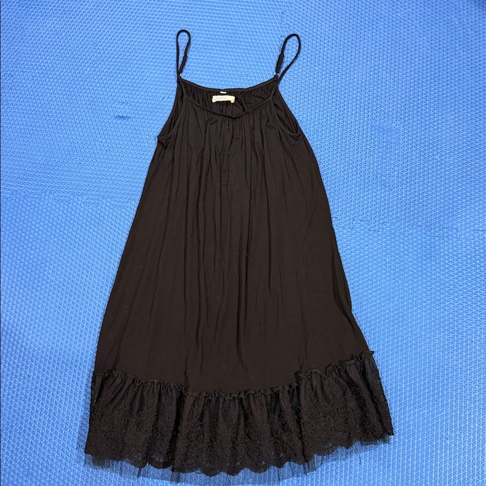 Lady's World Black Dress with Lace Detail and Adjustable Straps